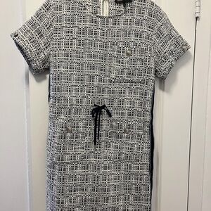 Maje Black and White Textured Dress